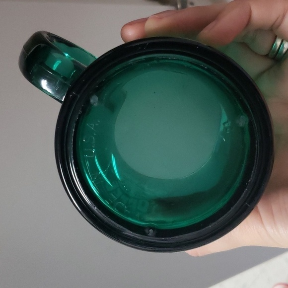 Vintage Starbucks Coffee Mug 1990s USA Made Clear Green Glass Etched Siren Logo - Picture 4 of 6